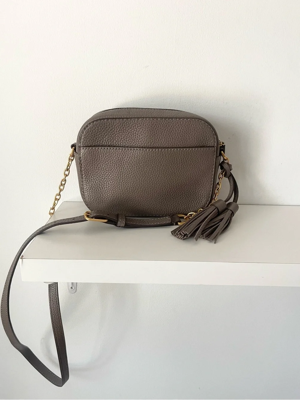 Tory Burch McGraw Taupe Brown Crossbody Bag